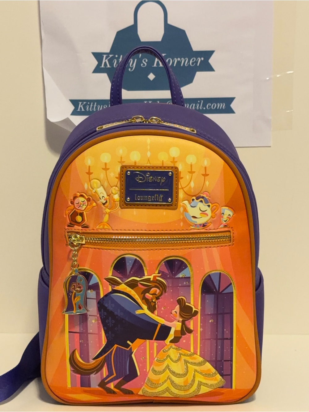 NWOT Loungefly Disney Beauty and the Beast Backpack - Purple